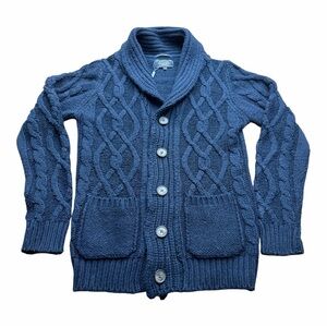 Alcott Men's M Heritage Soft Cotton Fisherman Sweater Blue Cable Knit Cardigan